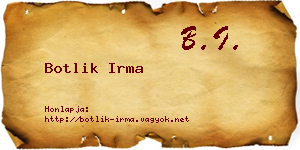 Botlik Irma névjegykártya